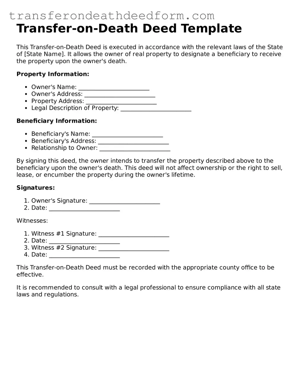 Official Transfer-on-Death Deed Template